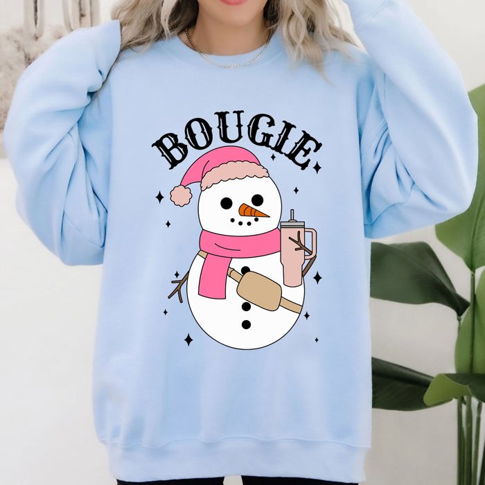 Bougie Snowman Christmas Santa Winter Snow Xmas Holiday Cheer Festive Cozy Classic Sweatshirt