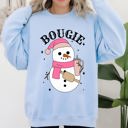 Medium Light Blue Bougie Snowman Christmas Santa Winter Snow Xmas Holiday Cheer Festive Cozy Classic Sweatshirt