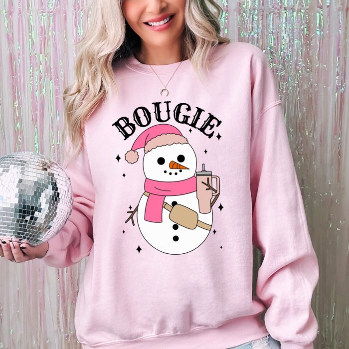 Bougie Snowman Christmas Santa Winter Snow Xmas Holiday Cheer Festive Cozy Classic Sweatshirt