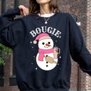 XL Black Bougie Snowman Christmas Santa Winter Snow Xmas Holiday Cheer Festive Cozy Classic Sweatshirt