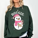 Small Forest Green Bougie Snowman Christmas Santa Winter Snow Xmas Holiday Cheer Festive Cozy Classic Sweatshirt