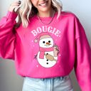 XXL Heliconia Bright Pink Bougie Snowman Christmas Santa Winter Snow Xmas Holiday Cheer Festive Cozy Classic Sweatshirt