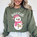 XXXL Military Green Bougie Snowman Christmas Santa Winter Snow Xmas Holiday Cheer Festive Cozy Classic Sweatshirt