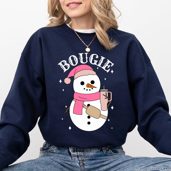 Bougie Snowman Christmas Santa Winter Snow Xmas Holiday Cheer Festive Cozy Classic Sweatshirt
