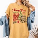 Medium Mustard Candy Cane Book Club Christmas Reading Winter Santa Xmas Edition Comfort Colors Tee