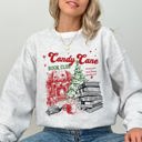 Large Ash Light Gray Candy Cane Book Club Christmas Reading Winter Santa Xmas Festive Cozy Holiday Joy Sweatshirt