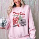 XL Light Pink Candy Cane Book Club Christmas Reading Winter Santa Xmas Festive Cozy Holiday Joy Sweatshirt