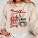 XL Sand Candy Cane Book Club Christmas Reading Winter Santa Xmas Festive Cozy Holiday Joy Sweatshirt