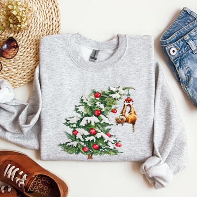 Cat Christmas Tree Funny Naughty Winter Santa Snow Xmas Cozy Holiday Festive Sweatshirt