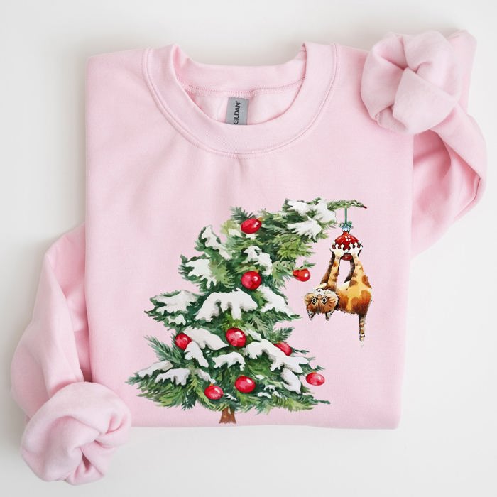 Cat Christmas Tree Funny Naughty Winter Santa Snow Xmas Cozy Holiday Festive Sweatshirt