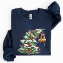 XXL Navy Cat Christmas Tree Funny Naughty Winter Santa Snow Xmas Cozy Holiday Festive Sweatshirt