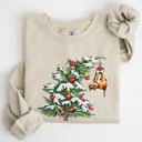 Medium Sand Cat Christmas Tree Funny Naughty Winter Santa Snow Xmas Cozy Holiday Festive Sweatshirt
