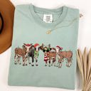  Christmas Calves Cow Lovers Santa Farm Life Winter Snow Xmas Animals Comfort Colors Tee