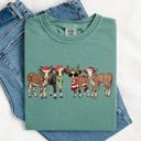 XL Light Green Christmas Calves Cow Lovers Santa Farm Life Winter Snow Xmas Animals Comfort Colors Tee