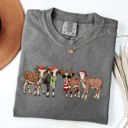 XL Pepper Dark Gray Christmas Calves Cow Lovers Santa Farm Life Winter Snow Xmas Animals Comfort Colors Tee