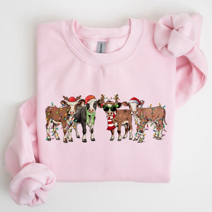 Christmas Calves Cow Lovers Santa Farm Life Winter Snow Xmas Winter Wonderland Edition Sweatshirt