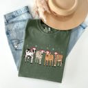 XXL Moss Dark Green Christmas Calves Holstein Santa Farm Life Winter Snow Xmas Cozy Holiday Edition Comfort Colors Tee