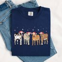 XXXL Navy Christmas Calves Holstein Santa Farm Life Winter Snow Xmas Cozy Holiday Edition Comfort Colors Tee