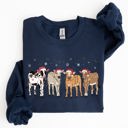 Medium Navy Christmas Calves Holstein Cow Lovers Santa Farm Life Winter Snow Xmas Sweatshirt