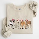 XL Sand Christmas Calves Holstein Cow Lovers Santa Farm Life Winter Snow Xmas Sweatshirt