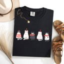 XL Black Christmas Cats Kitties Cat Lovers Santa Winter Snow Xmas Edition Comfort Colors Tee