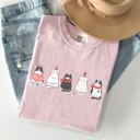 Large Blossom Light Pink Christmas Cats Kitties Cat Lovers Santa Winter Snow Xmas Edition Comfort Colors Tee