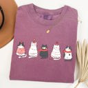 Large Berry Red Christmas Cats Kitties Cat Lovers Santa Winter Snow Xmas Edition Comfort Colors Tee