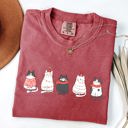 Small Crimson Red Christmas Cats Kitties Cat Lovers Santa Winter Snow Xmas Edition Comfort Colors Tee