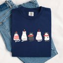 Small Navy Christmas Cats Kitties Cat Lovers Santa Winter Snow Xmas Edition Comfort Colors Tee