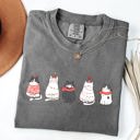 Small Pepper Dark Gray Christmas Cats Kitties Cat Lovers Santa Winter Snow Xmas Edition Comfort Colors Tee