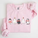  Charming Christmas Cats And Kitties Celebrating With Santa In A Snowy Xmas Scene Sweatshirt