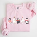 Medium Light Pink Charming Christmas Cats And Kitties Celebrating With Santa In A Snowy Xmas Scene Sweatshirt