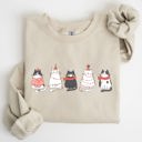 Large Sand Charming Christmas Cats And Kitties Celebrating With Santa In A Snowy Xmas Scene Sweatshirt