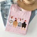 XXL Blossom Light Pink Christmas Chickens In A Row Chicken Lovers Santa Farm Life Winter Snow Xmas Comfort Colors Tee