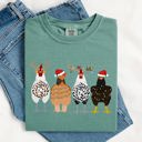 Large Light Green Christmas Chickens In A Row Chicken Lovers Santa Farm Life Winter Snow Xmas Comfort Colors Tee