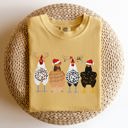 Medium Mustard Christmas Chickens In A Row Chicken Lovers Santa Farm Life Winter Snow Xmas Comfort Colors Tee