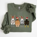  Christmas Chickens In A Row Santa Farm Life Winter Snow Xmas For Chicken Lovers Sweatshirt