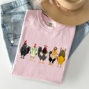 Medium Blossom Light Pink Christmas Chickens Santa Farm Life Winter Snow Xmas Village Holiday Scene Cozy Festive Farmyard Comfort Colors Tee