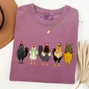 Small Berry Red Christmas Chickens Santa Farm Life Winter Snow Xmas Village Holiday Scene Cozy Festive Farmyard Comfort Colors Tee