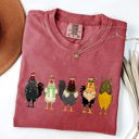 XL Crimson Red Christmas Chickens Santa Farm Life Winter Snow Xmas Village Holiday Scene Cozy Festive Farmyard Comfort Colors Tee