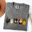 Large Pepper Dark Gray Christmas Chickens Santa Farm Life Winter Snow Xmas Village Holiday Scene Cozy Festive Farmyard Comfort Colors Tee