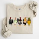  Christmas Chickens Santa Farm Life Winter Snow Cozy Farmhouse Holiday Scene Sweatshirt