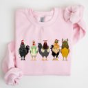 XXL Light Pink Christmas Chickens Santa Farm Life Winter Snow Cozy Farmhouse Holiday Scene Sweatshirt