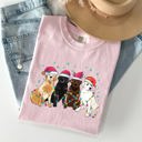 Small Blossom Light Pink Christmas Dogs Puppies Dog Lovers Santa Claus Winter Snow Holiday Theme Comfort Colors Tee