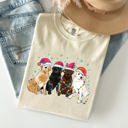 Large Ivory Cream Christmas Dogs Puppies Dog Lovers Santa Claus Winter Snow Holiday Theme Comfort Colors Tee