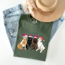 XL Moss Dark Green Christmas Dogs Puppies Dog Lovers Santa Claus Winter Snow Holiday Theme Comfort Colors Tee