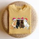 Small Mustard Christmas Dogs Puppies Dog Lovers Santa Claus Winter Snow Holiday Theme Comfort Colors Tee