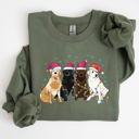 XXXL Military Green Festive Christmas Dogs And Puppies For Dog Lovers Santa Winter Snow Xmas Joyful Season Sweatshirt