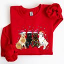 Medium Red Festive Christmas Dogs And Puppies For Dog Lovers Santa Winter Snow Xmas Joyful Season Sweatshirt