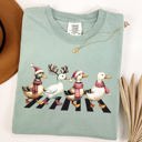 Large Bay Light Sage Christmas Ducks And Farm Animals Crossing Santa Winter Snow Xmas Comfort Colors Tee